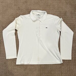 Lacoste Cream Long Sleeve Polo Shirt